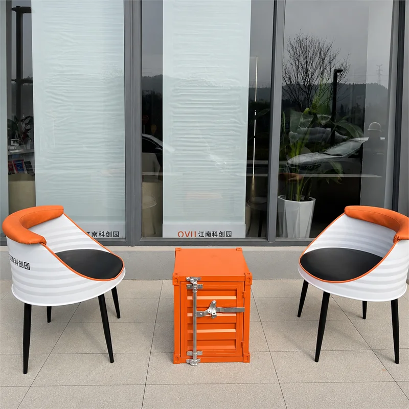 #Manufacturer Supply Oil Barrel Table Chair Set with Padded Backrest for Small Space Cafe Restaurant Commercial Project Use
