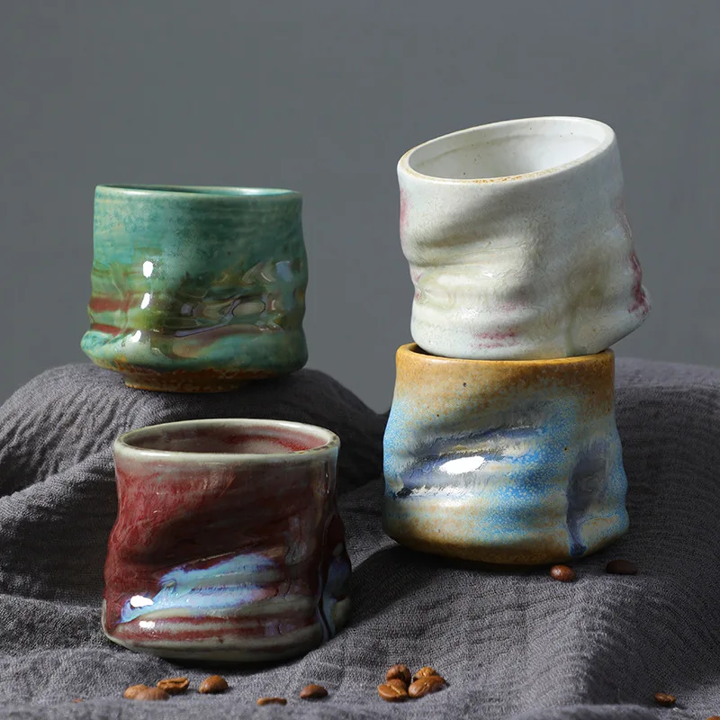 Four Season Espresso Cup Vintage Handmade Folding Latte Art Cup  Fashionable Ceramic Afternoon Tea Cup