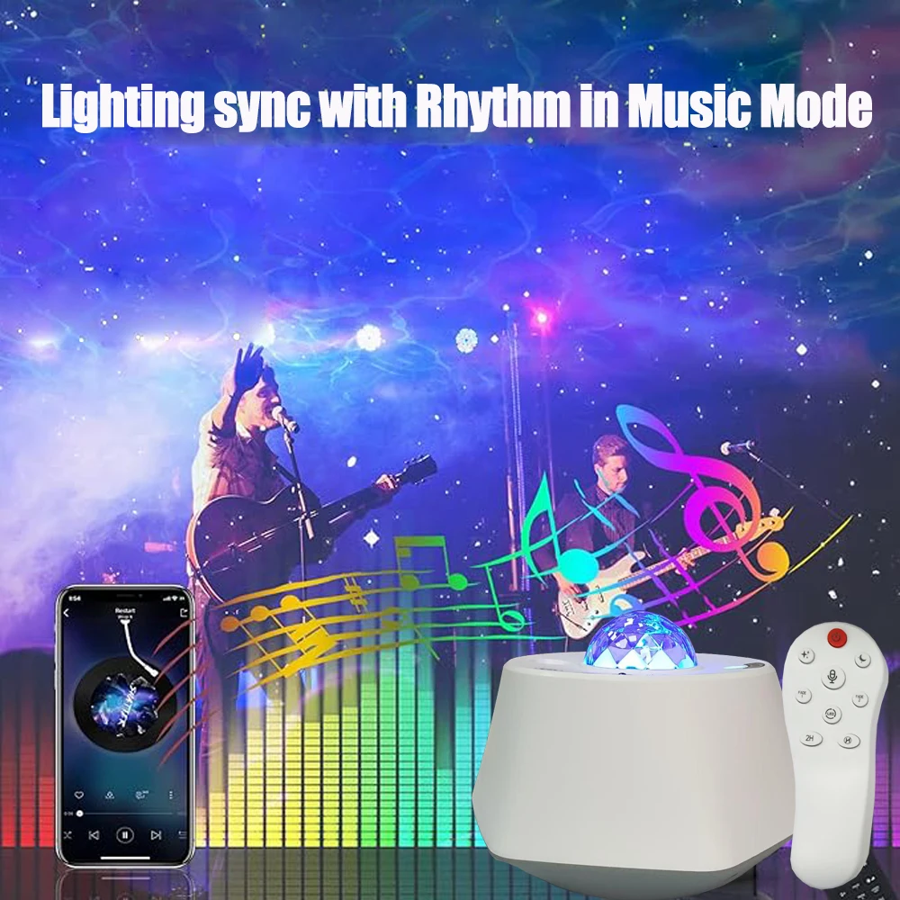 مصباح بروجيكتور ماسي من Sky Space، لون قابل للتعديل، ديكور غرفة النوم، ضوء إيقاظ مع ضوء ليلي ليزر للتحكم عن بعد