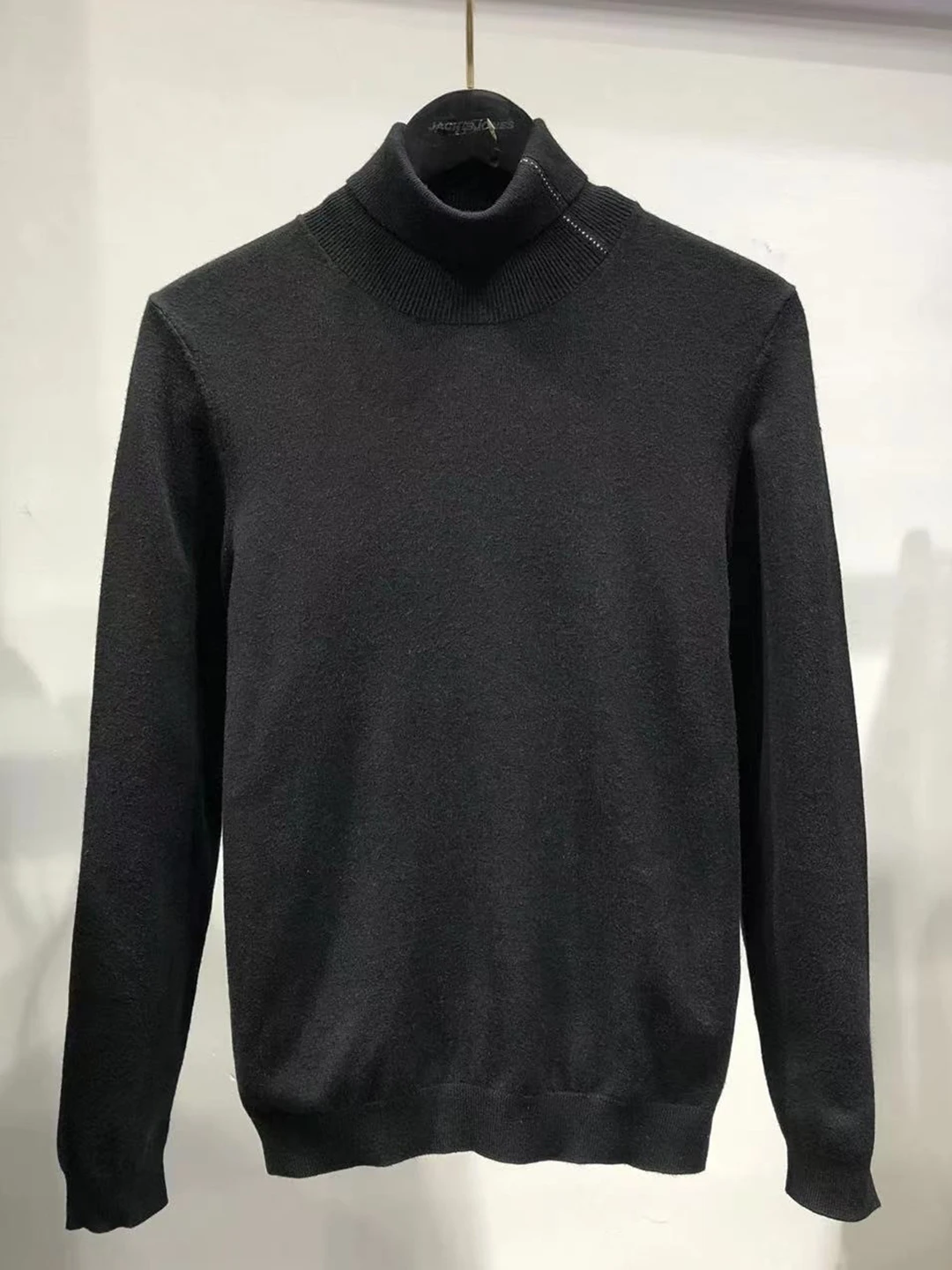 سترة رجالية ذات ياقة عالية من Thie الصوف فائقة النعومة كاجوال Sle طول منتظم طويل Sve محبوك ملابس ey Color Blo