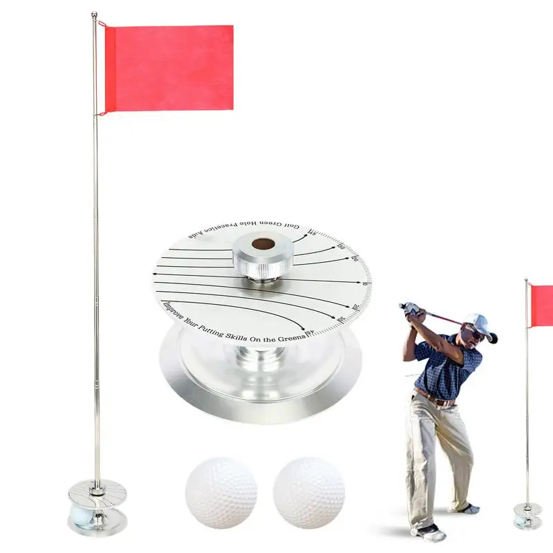 

Golf Pin Flag Hole Cup Set Retractable Golf Flagstick Portable Golf Hole Cup For Backyard Practice Putting Green Driving Range