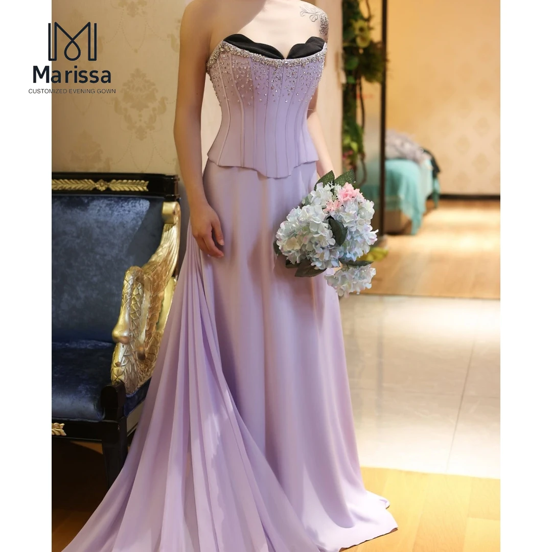 

Marissa Luxury Prom Dresses 2025 Woman Party Tightening Elastic Satin Elegant Gowns Custom Made Off-shoulder Wedding Party Dress