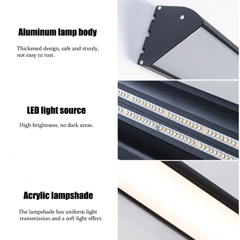 Long Wall Lamp Outdoor Waterproof Wall Mounted Sconce Lights Aluminum Street Lamp V Type Linear Bar Light Balcony Aisle Lighting
