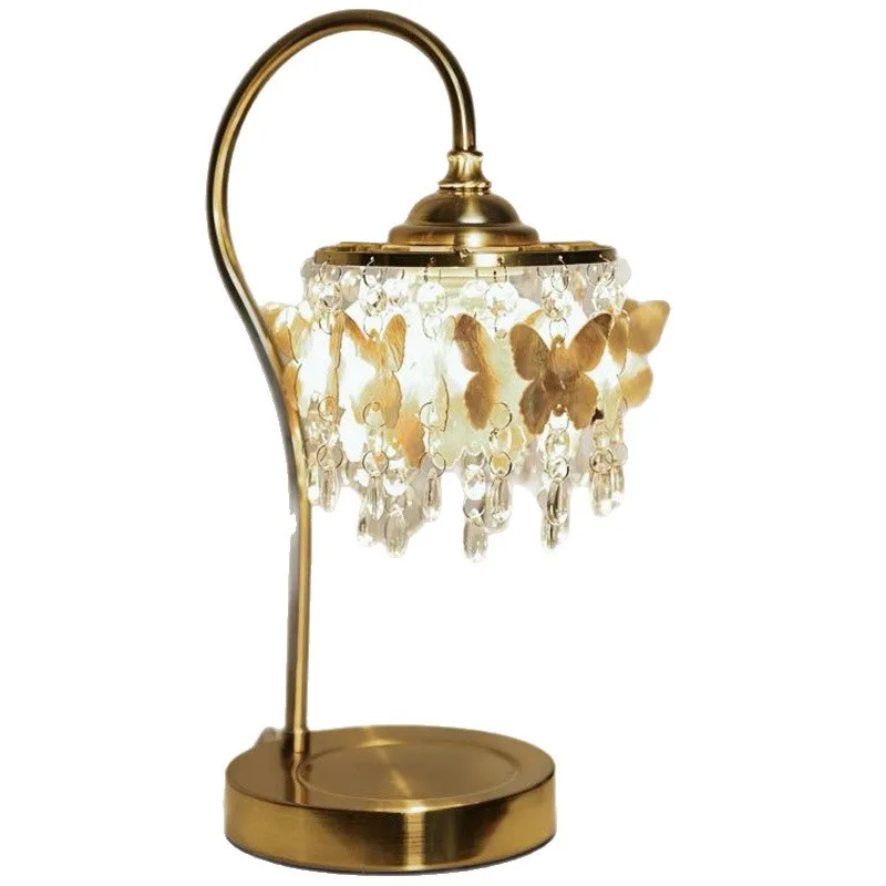 

French retro shell desk lamp warm romantic decoration natural shell crystal desk lamp