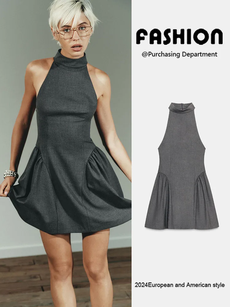 Faionable Svel ort Dr ZA2025 automne nouveaux vêtements pour femmes minceur suspendu col Ne Dr à la mode ethnique Sle