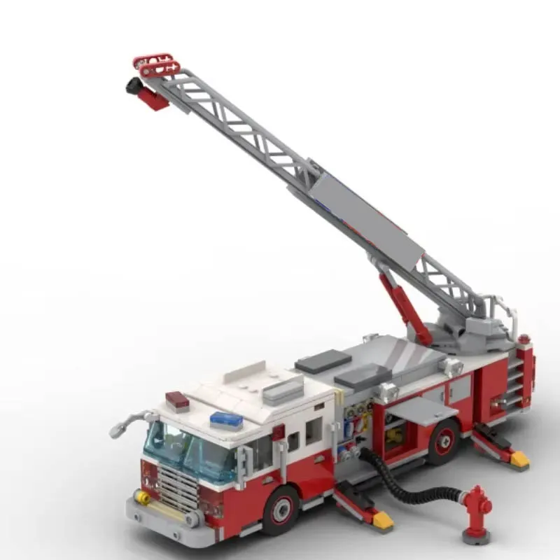 Fire Classic Fire Truck MOC-186167 Building Block Toy Car Model 677 Pieces Car Model Children\'s Educational Toys Christmas Gift