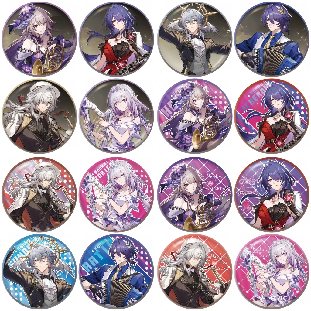 

58 мм игра Honkai: Star Rail Dr. Соотношение Sunday Raiden Bosenmori Mei Herta, костюм для косплея, значок, булавка, брошь из жести SPTE ﻿ Опора