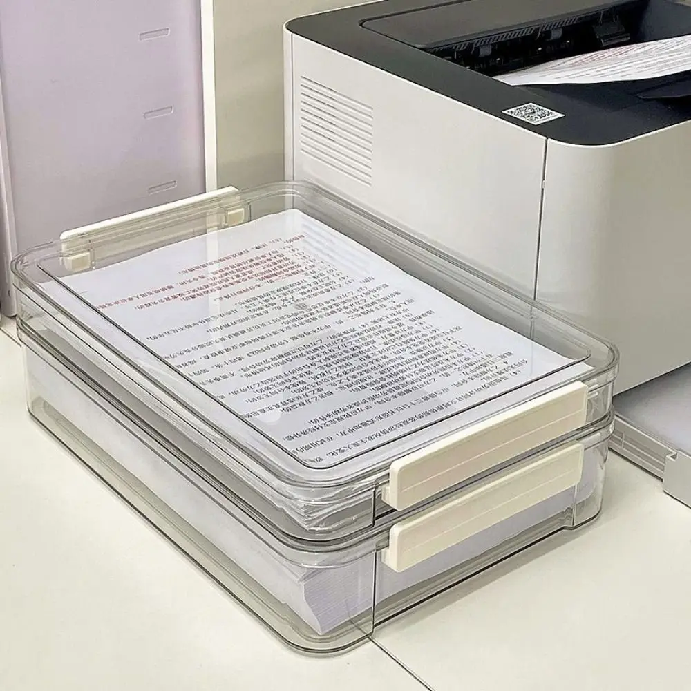 

Transparent Desktop Paper Storage Box Multi-purpose Large Capacity A4 Paper Storage Box Organizer Plastic Packing Box Household