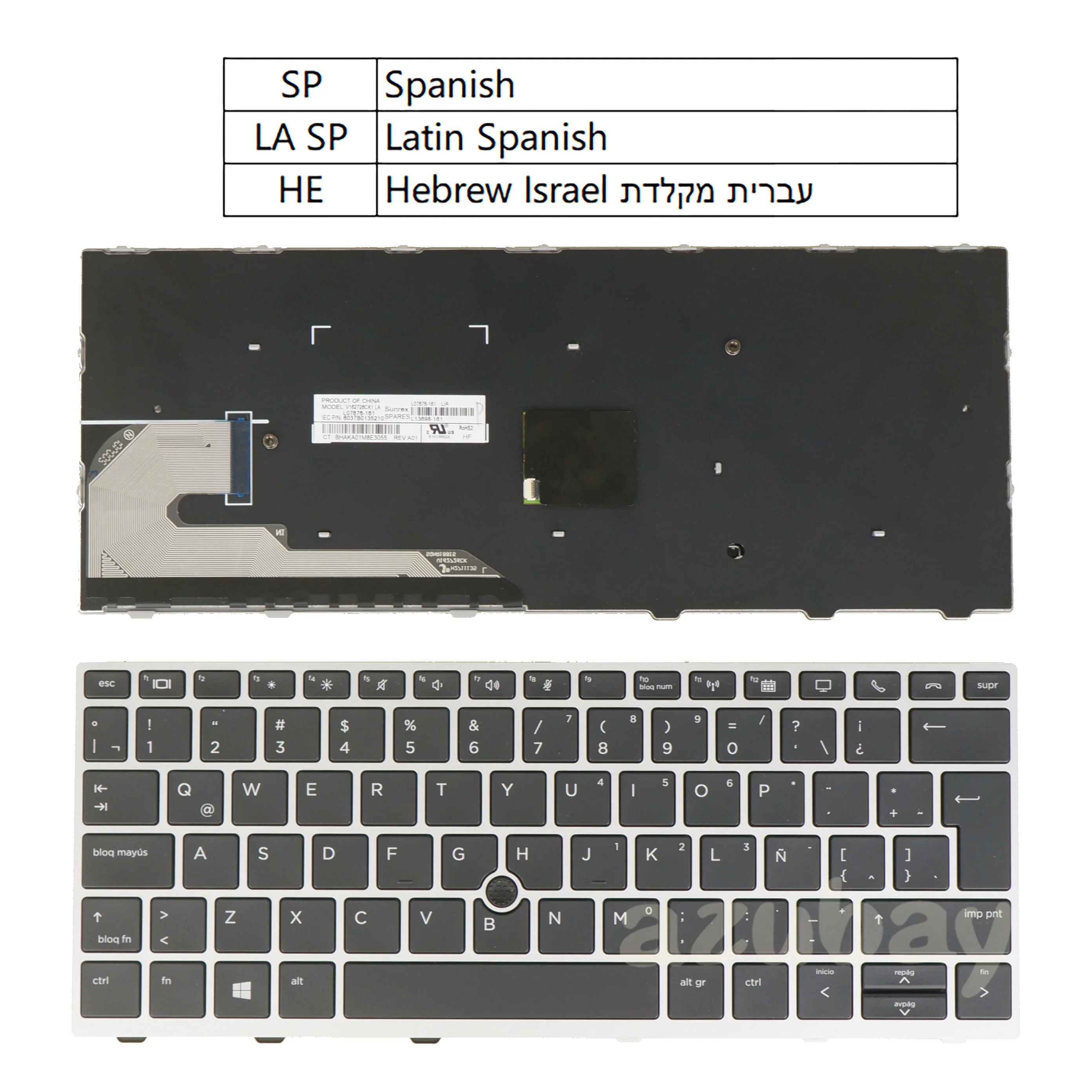 Laptop Keyboard for HP Elitebook 735 G5 G6, 830 G5 G6, 836 G5 G6 +Pointer L07676- L13698- 161/ 071 LA Spanish Hebrew