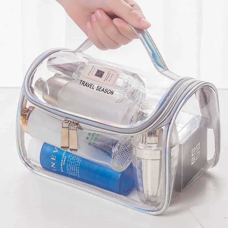 

Waterproof Transparent Laser Travel Makeup Bag Women Zipper Wash Organizer Storage Toilet Toiletry Bag Make Up Cosmetic Case