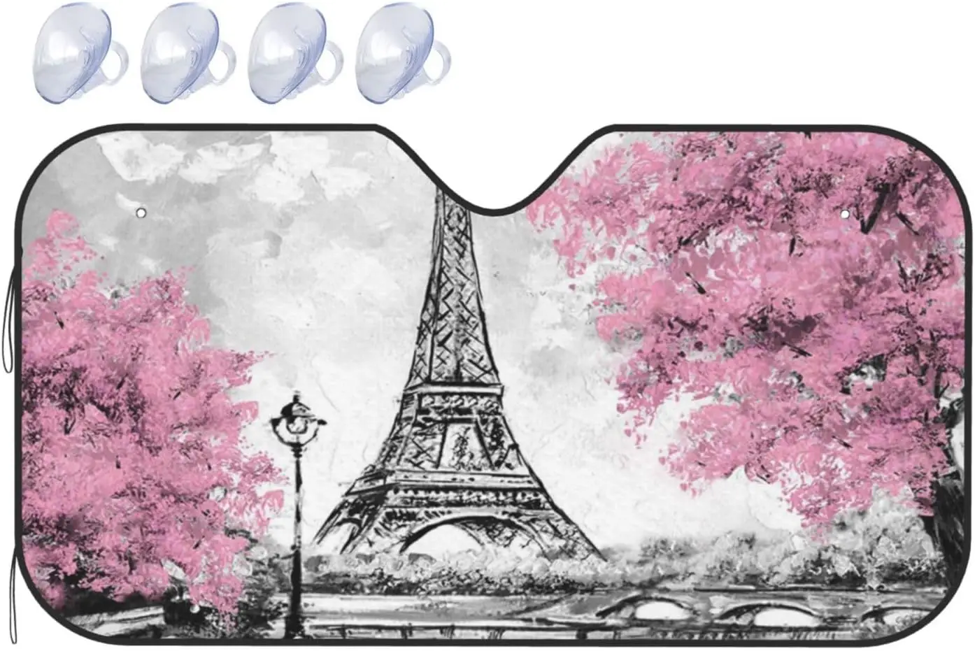 

Painting Paris Eiffel Tower Printed Car Windshield Sunshade Car Sun Visor Front Windshield Sun Shade Foldable Sun Shield S/M