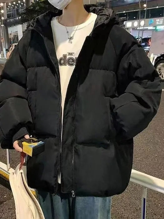 

Мужская теплая свободная куртка-худи из хлопка Thiened, зимняя верхняя одежда для студентов, полиэстер