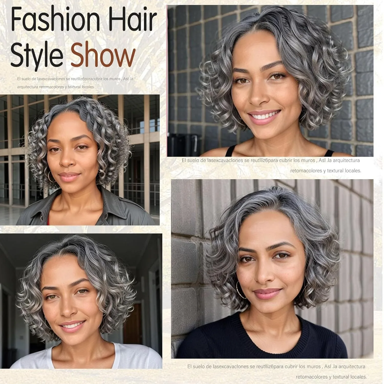 Wig Queen Stylish Salt & Pepper Wig Human Hair Water Wave Throw On & HD Curly Lace Closure Bob Wigs Pre-Cut Lace