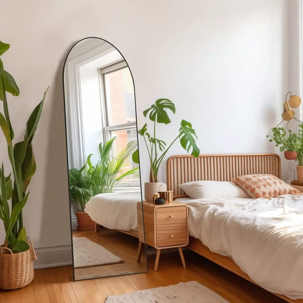 

64 X21 Full Length Mirror With Stand,Room Decor Aluminum Alloy Frame Arched Body Mirror,Mid Century Modern Furniture Style Stand