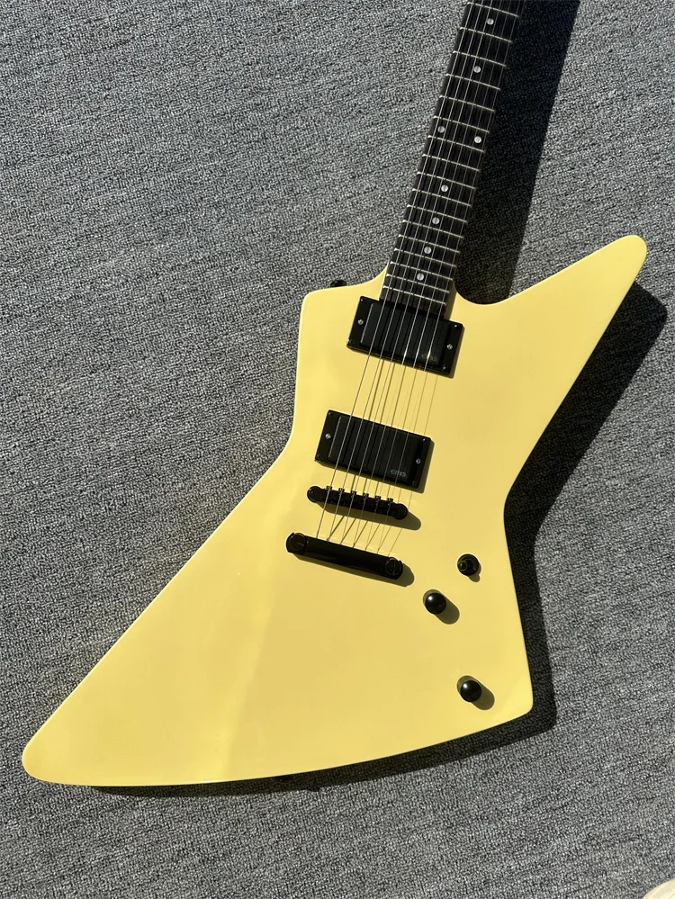 Irregular electric guitar, made of imported wood, Creamy yellow pearl inlaid fingerboard, EMG active pickup, white light, in sto