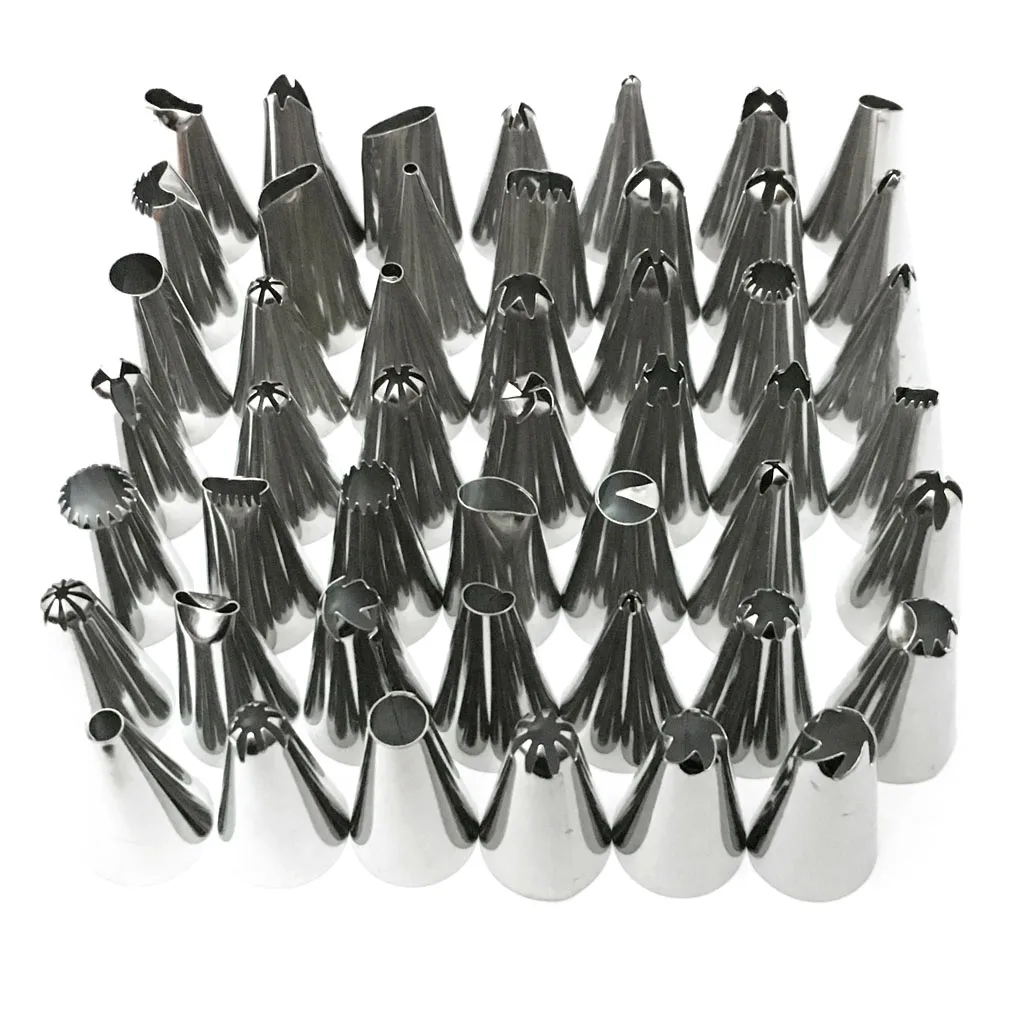 48Pcs Große Metall Kuchen Creme Dekoration Tipps Set Gebäck Werkzeuge Edelstahl Rohrleitungen Icing
