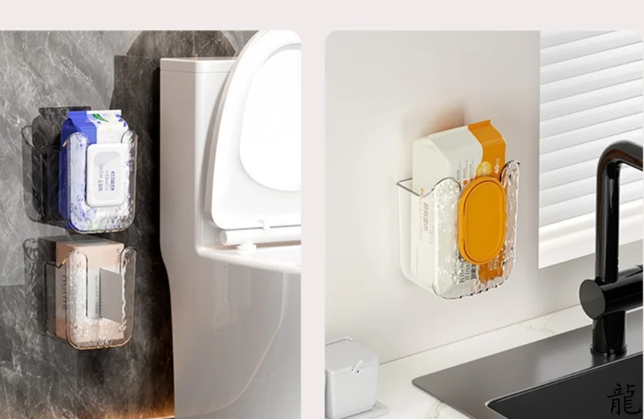 Wall Mounted Wet Wipes Dispenser Self-Adhesive Holder Kitchen Bathroom Tissue Paper Towel Case Box - Home Storage Organizer image 5