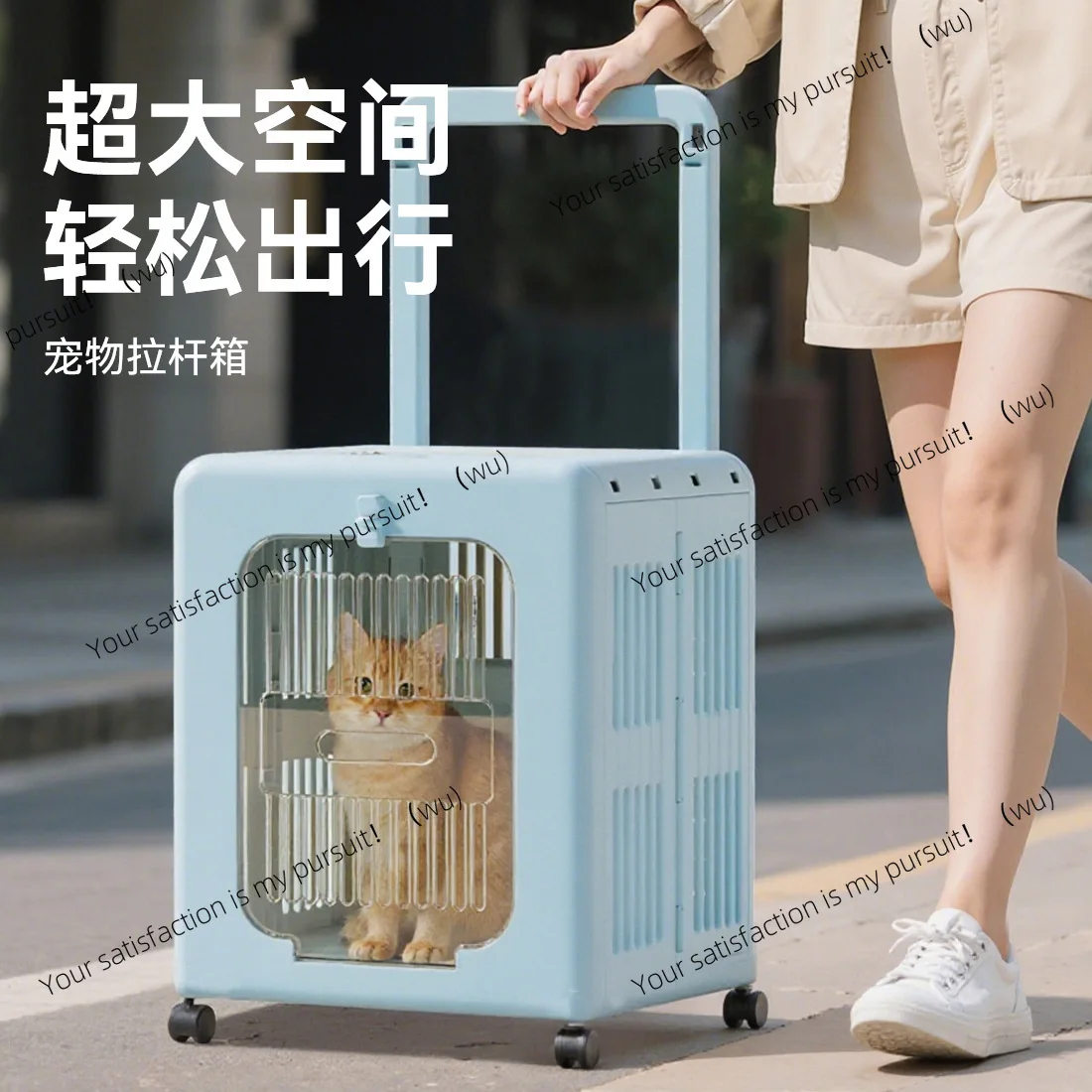 Foldable cat air case portable breathable out cage dog pet supplies large size trolley case out of the box