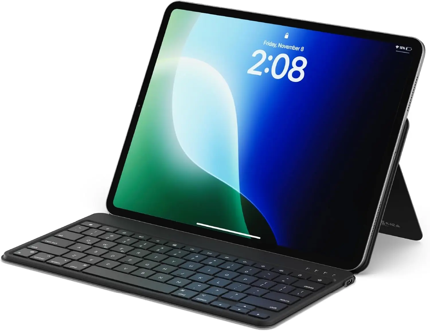 

Adjustable Stand Bluetooth Keyboard for iPad & Tablet, Connect 3 Devices, USB-C Rechargeable, Portable Black