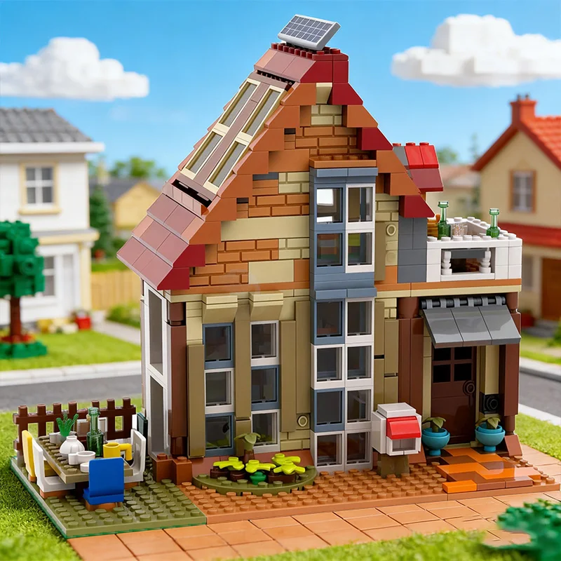 558 PCS 시티 엔지니어링 75980 - 4996 비치 하우스 MOC 맞춤형 모듈식 빌딩 블록 인기 창의적인 DIY 축제 장난감 선물