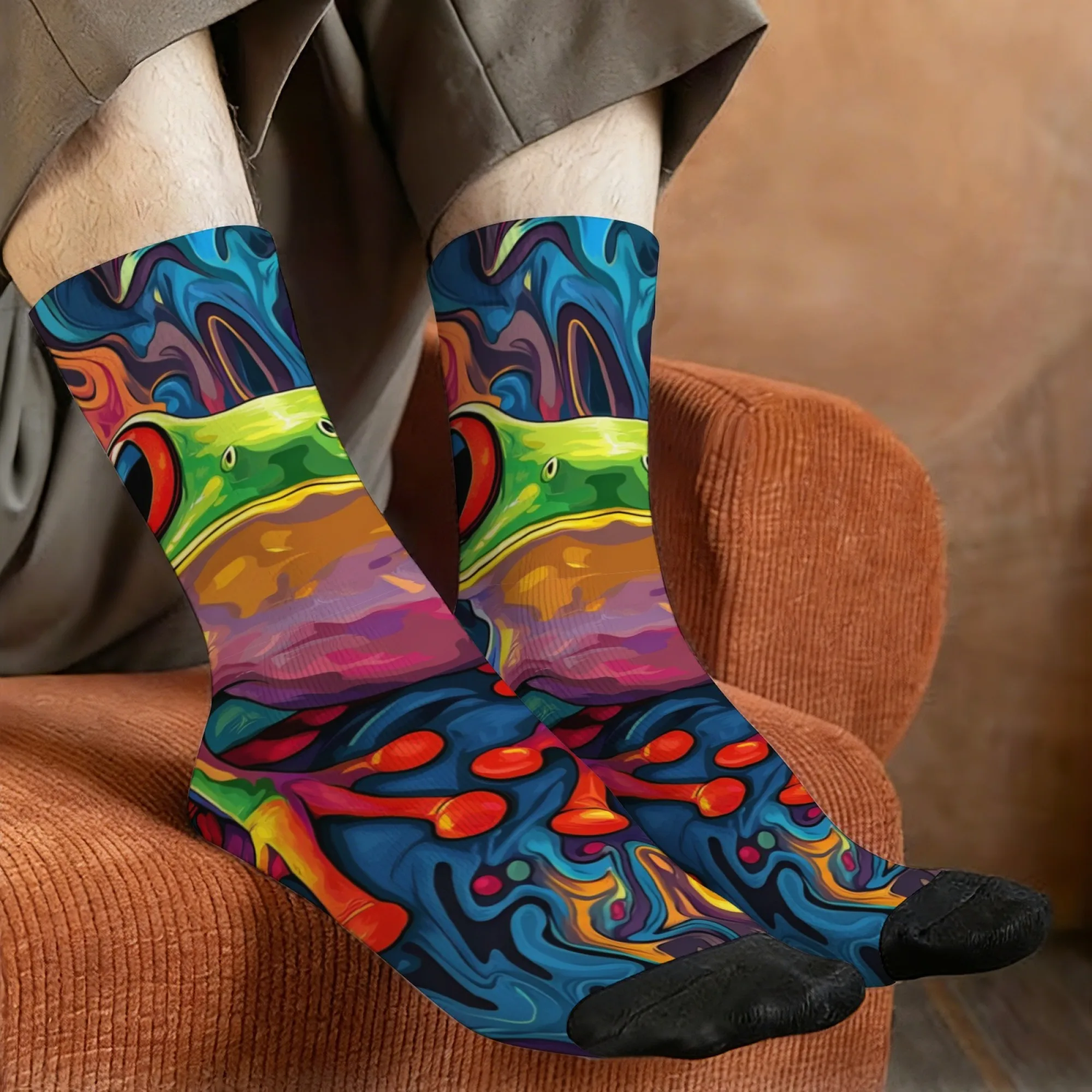 Tree Frog Socks Skin-Friendly Elastic Resistant Men's Socks Hiking Mountain Climbing Commuting Happy Parties Compression Socks