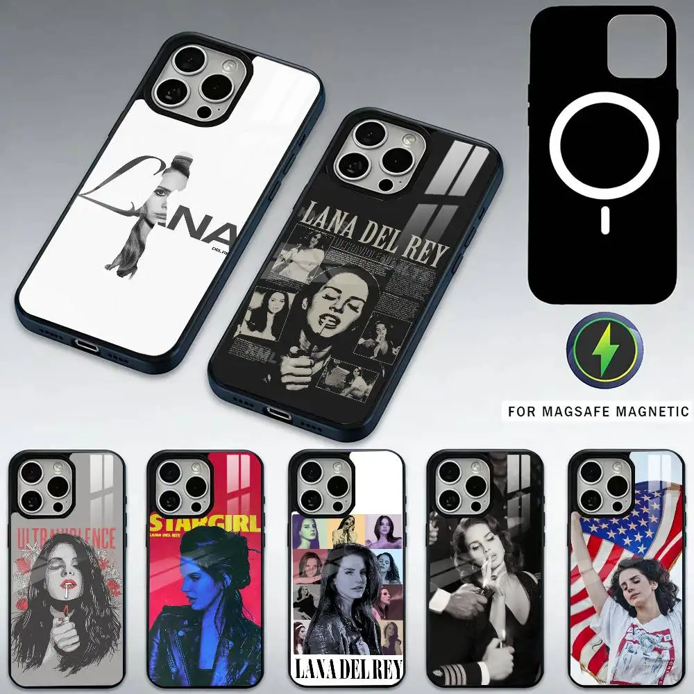

L-Lana del rey Singer Phone Case For iPhone17,16,15,14,13,12,11 Plus,Pro Max Magnetic For Magsafe Wireless Charging
