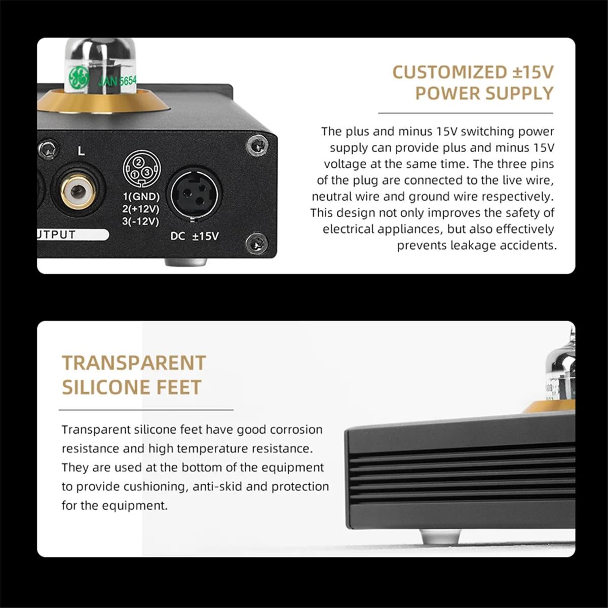 AB53 HiFi Tube Audio Amplifier JAN5654 Vacuum Tube Buffer Treble Adjustment Audio Tube Preamp Stereo Receiver US Plug
