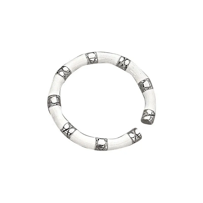 Women's 925 Sterling Silver Black & White Bamboo Adjustable Ring, Luxury