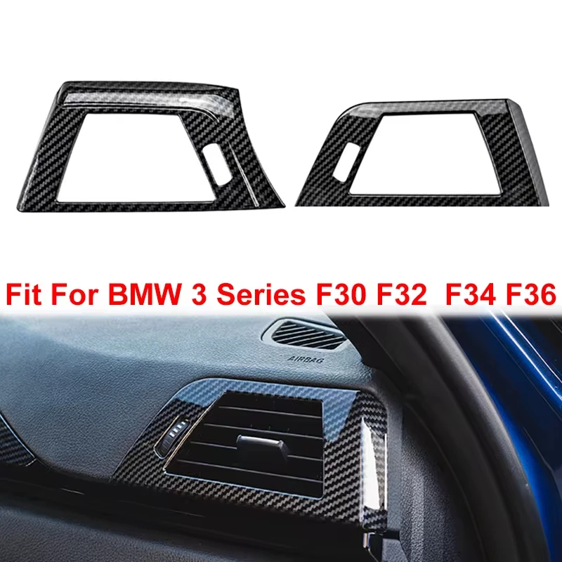 2Pcs Carbon Fiber Style Car Side Air Conditioning Vent Cover Trim Frame Fit For BMW 3 Series F30 F31 F32 F33 F34 F36  320i 428i