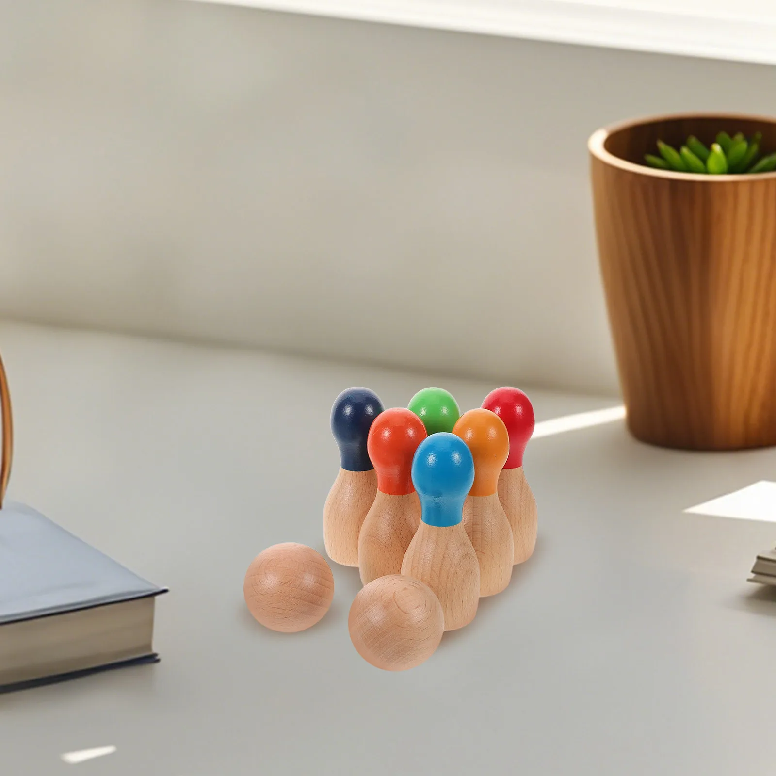 1Set Houten Regenboog Bowling Set Kids Mini Size Indoor Outdoor Spelen Verjaardag Familie Bowling Spel Kinderen Interactief Speelgoed