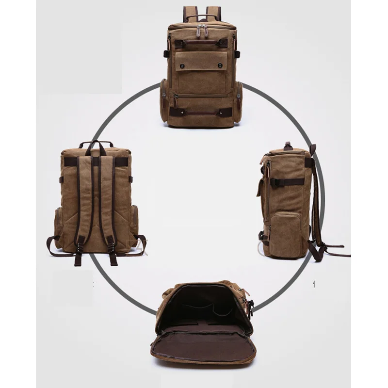 Men\'s Backpack Vintage Canvas Backpack School Bag Men\'s Travel Bags Large Capacity Backpack Laptop Backpack Bag Rucksack
