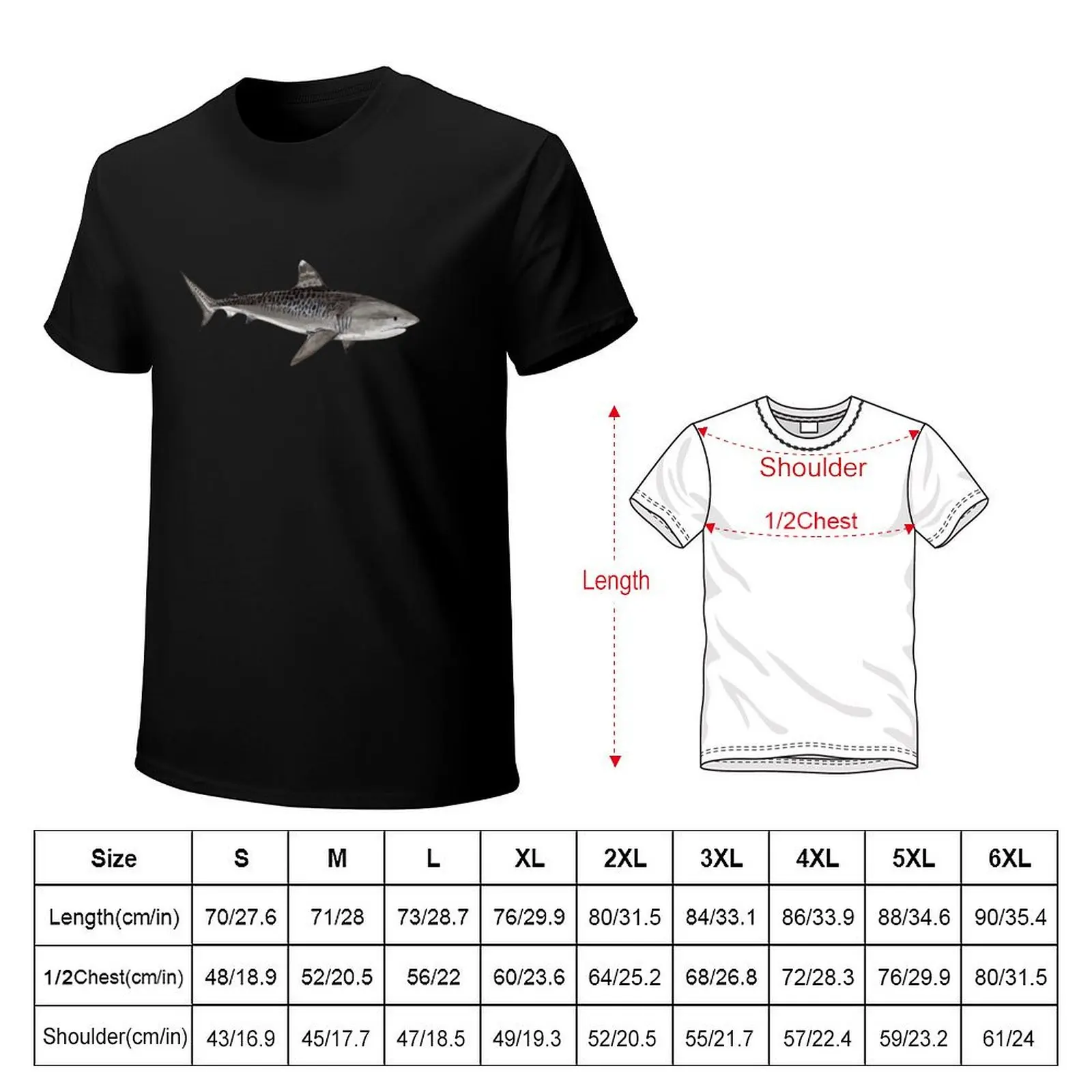 TIGER SHARK (Galeocerdo cuvier) -navy blue T-Shirt Casual Loose Fit Short Sleeve T-Shirt