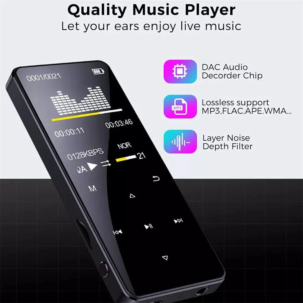 

Bluetooth MP3-плеер Hi-Fi басовый музыкальный плеер HD FM-радио Поддержка сигнализации 128 ГБ