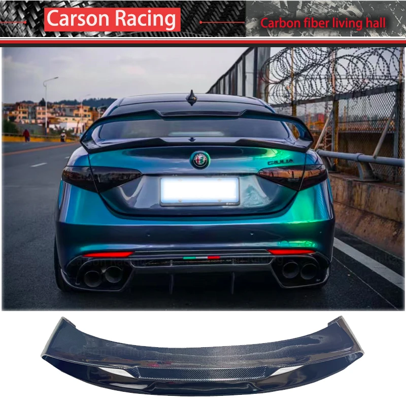 

For 2015+ Alfa Romeo Giulia Real Carbon Fiber Rear Trunk Lid Car Wing Ducktail Lip Spoiler Sport Styling