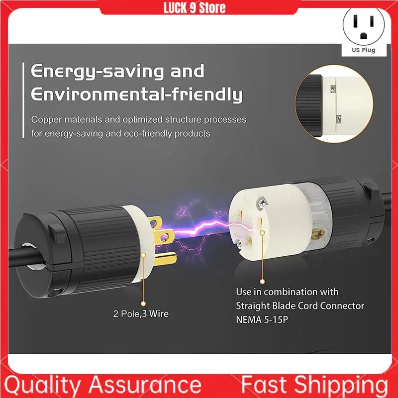 

2-Pack 5-15P Electrical Male Plug Ends Replacement 3 Prong Straight Blade Extension Cord Ends Black Video Mixer US Plug
