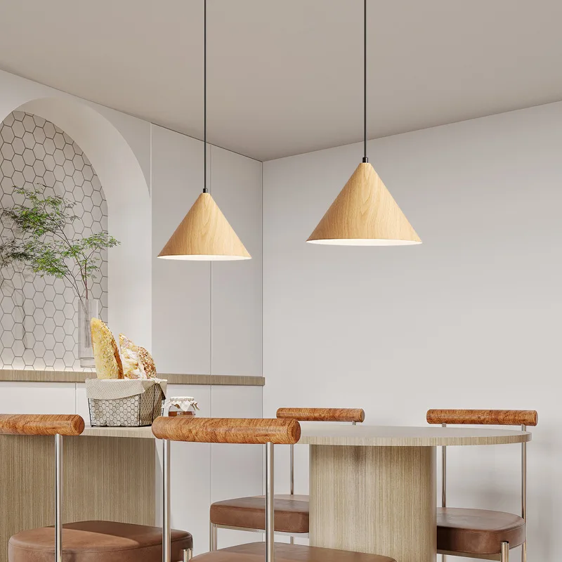 

Retro Pendant Light Creative Walnut Color Bedroom Bedside Lamp Indoor Lighting Fixture