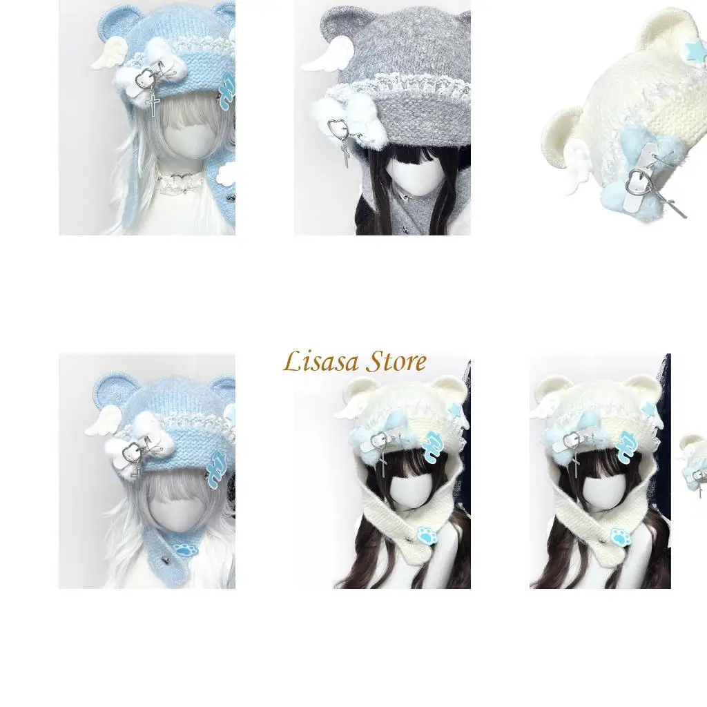 

M6CC Women Head Head Wrap Wing Кружевая шляпа для медведя для лазания на лыжах спортивные головные уборы
