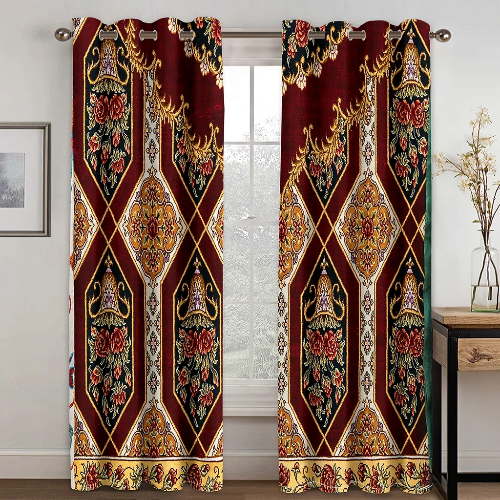 Elegant Cheap Boho Baroque Paisley Luxury Black Cloud 2 Pieces Thin Curtains for Living Room Bedroom Window Decor Free Shipping