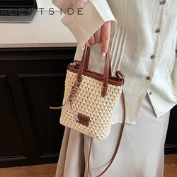 LEFTSIDE Mini Solid Color Straw Bags for Women 2024 Fashion Summer Shoulder Bags Handbags and Purses Weave Beach Crossbody Bag