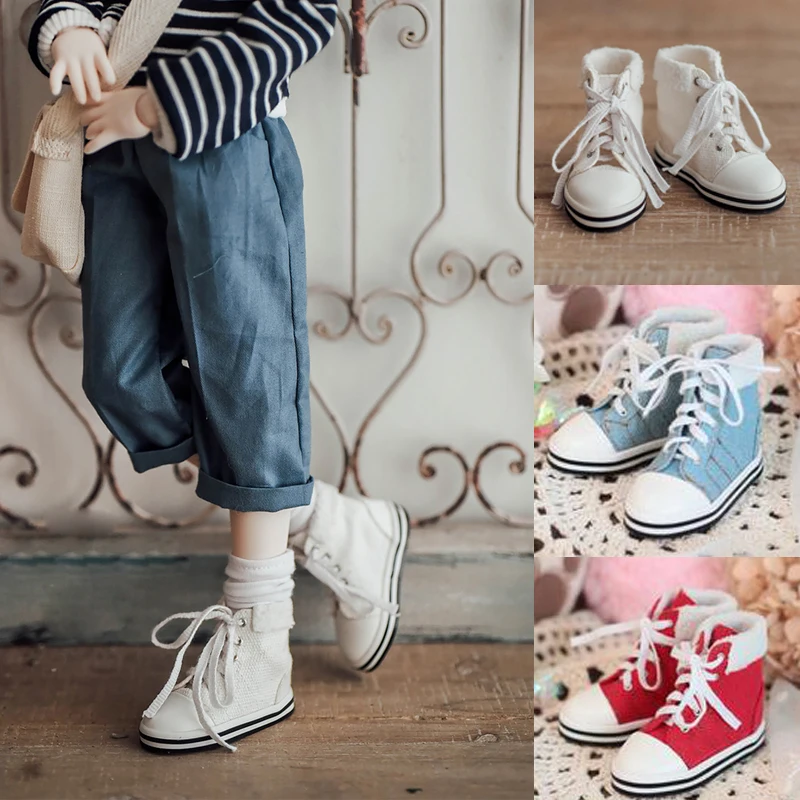 D04-A144 children handmade toy 1/3 1/4 1/6 MDD Doll BJD/SD GSC doll Accessories daily sports high-top canvas sneakers 1pair