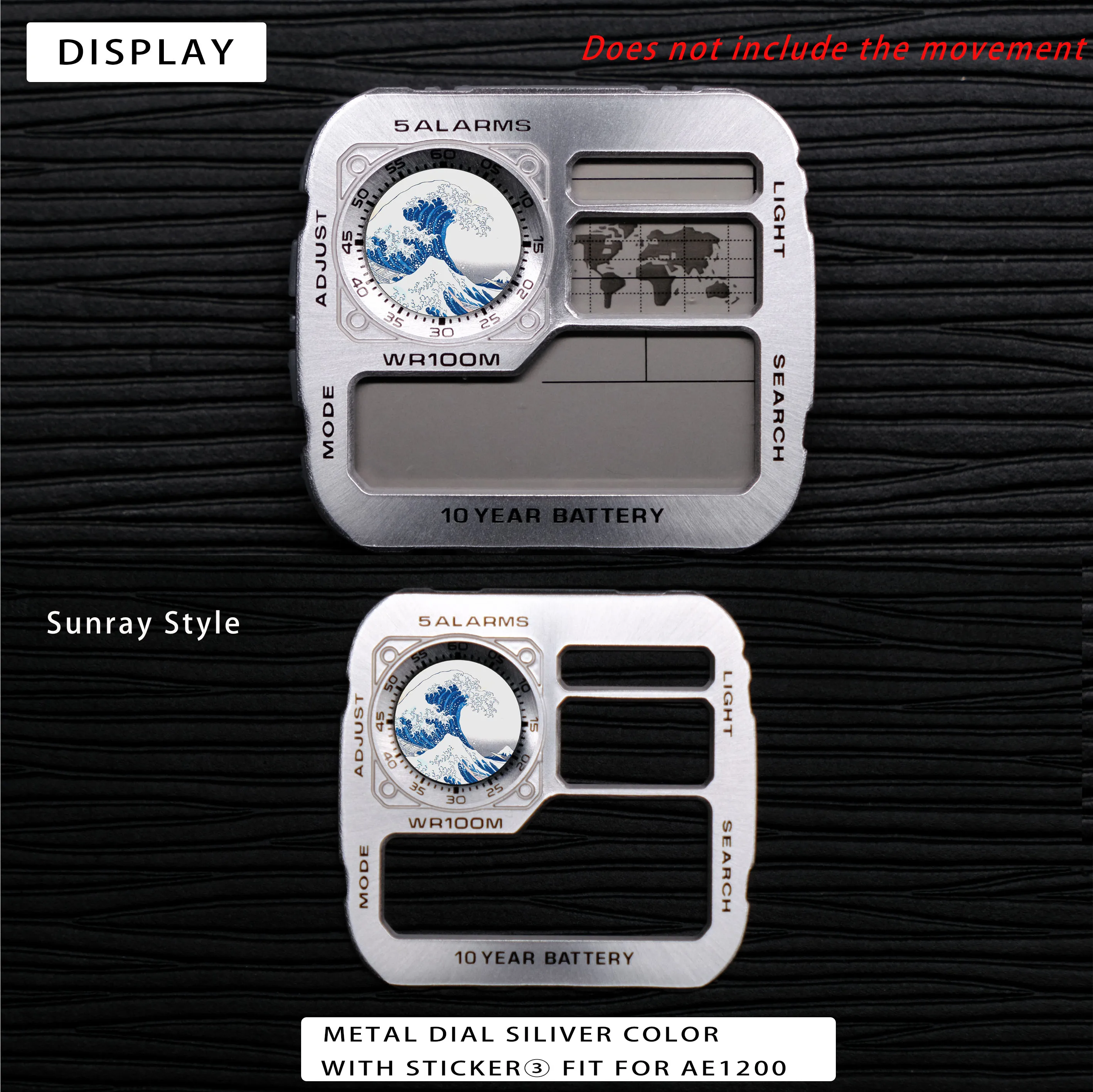 جودة عالية 3299 حركة AE-1200 ساعة الطلب طقم عصري ساعة نحاسية يابانية تعديل وجوه مع ملصق