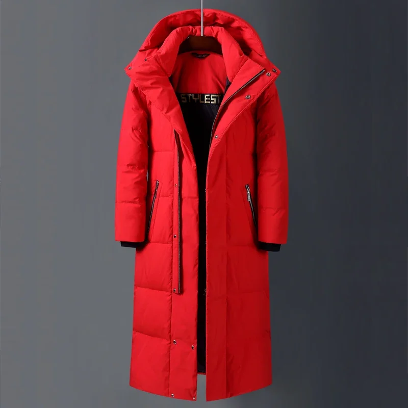 2023 New Coed Winter Cold resistant Down Jacket -30 High Quality Men\'s Women X-Long（Winter) Warm Fashion Brand Red Parkas S-5XL