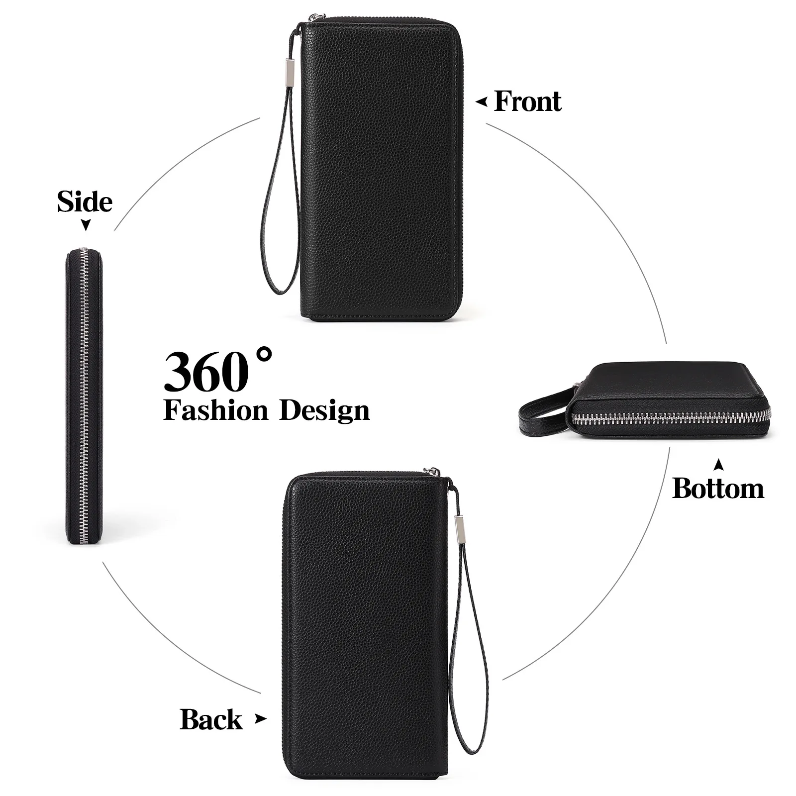 Anti-theft Brush PU Women's Wallet Large Capacity Change Long Women's Multi-card Wallet Coin Purse Credit Card Holder