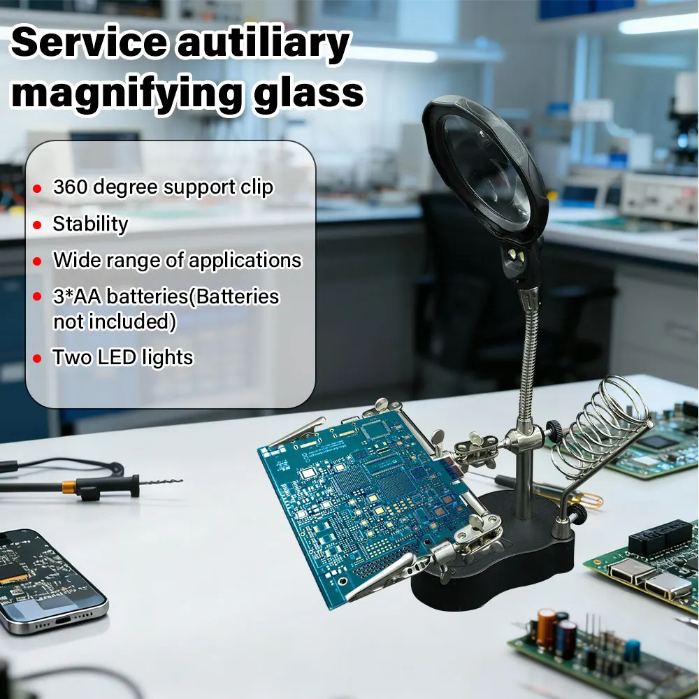 New 3.5X 12X Welding Auxiliary Clip Magnifier Electric Soldering Iron Circuit Board Welding Iron Magnifying Glass Bracket Tools