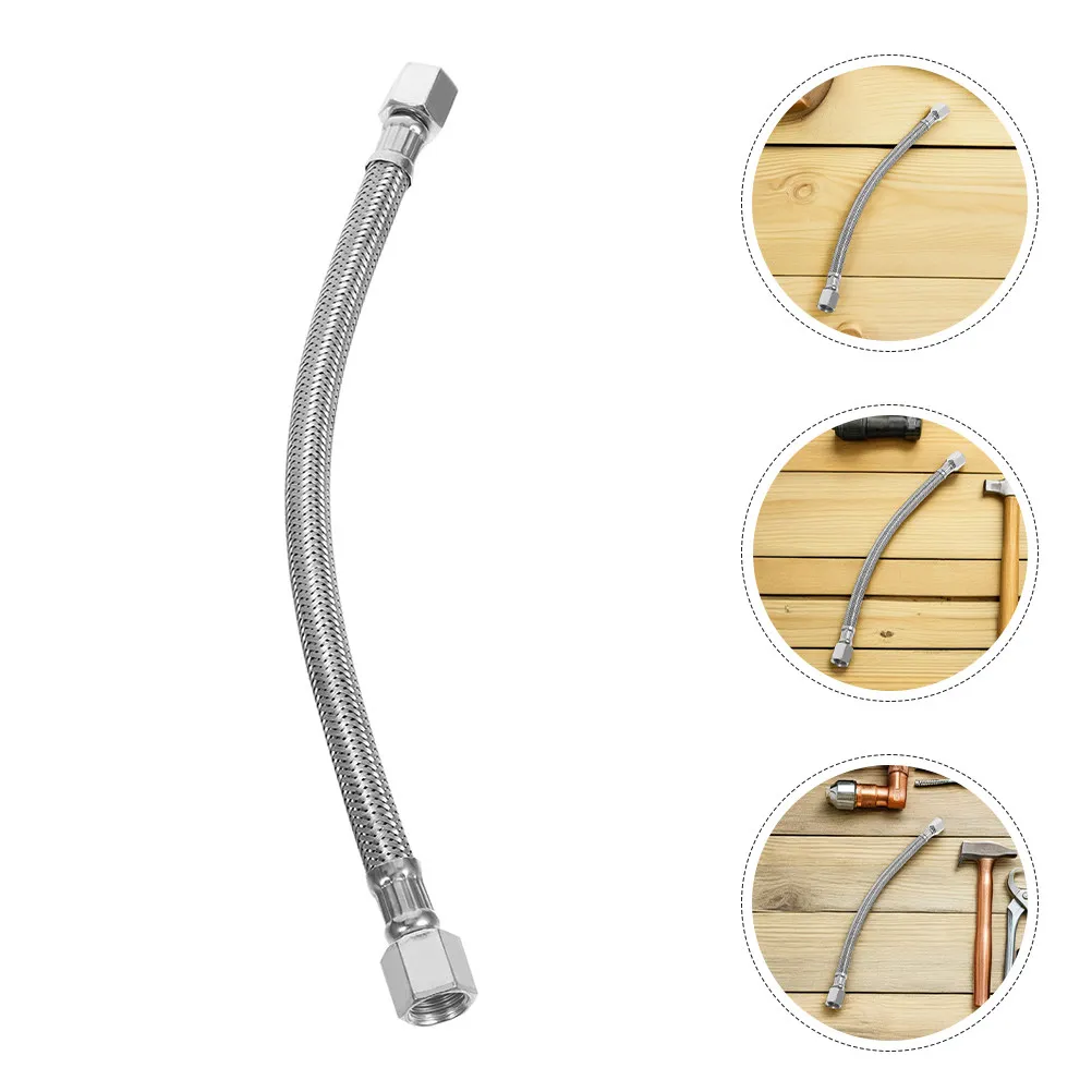 2pcs Air Compressor Hose Replacement with Aluminum Pump Head, Stainless Steel Flexible Tubing & One-Way Valve