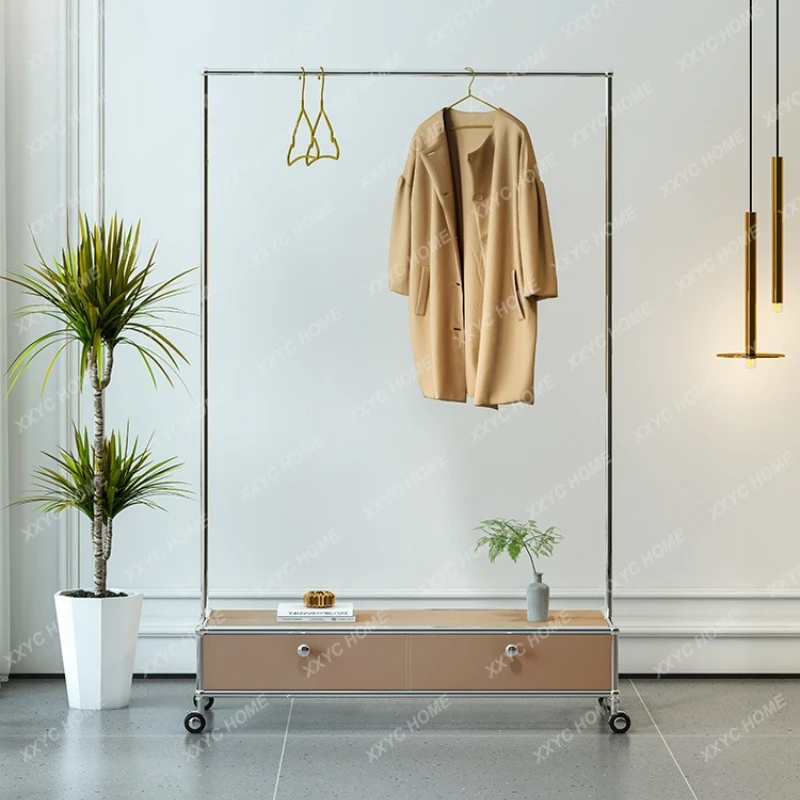 

Вешалка для одежды M с ящиками, напольная, для гостиной, из нержавеющей стали, современная, простая, съемная, многофункциональная.