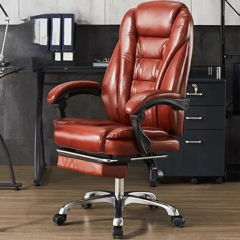 Executive Seat Office Chair Leather Study Wheels Modern Hand Relax Armchairs Library Fashion Cadeira Presidente Office Furniture