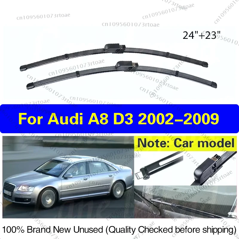 

For Audi A8 D3 2002 - 2009 Wiper LHD Front Wiper Blades Windshield Windscreen Window Car Rain Brushes Wipers 2007 2008 24"+23"