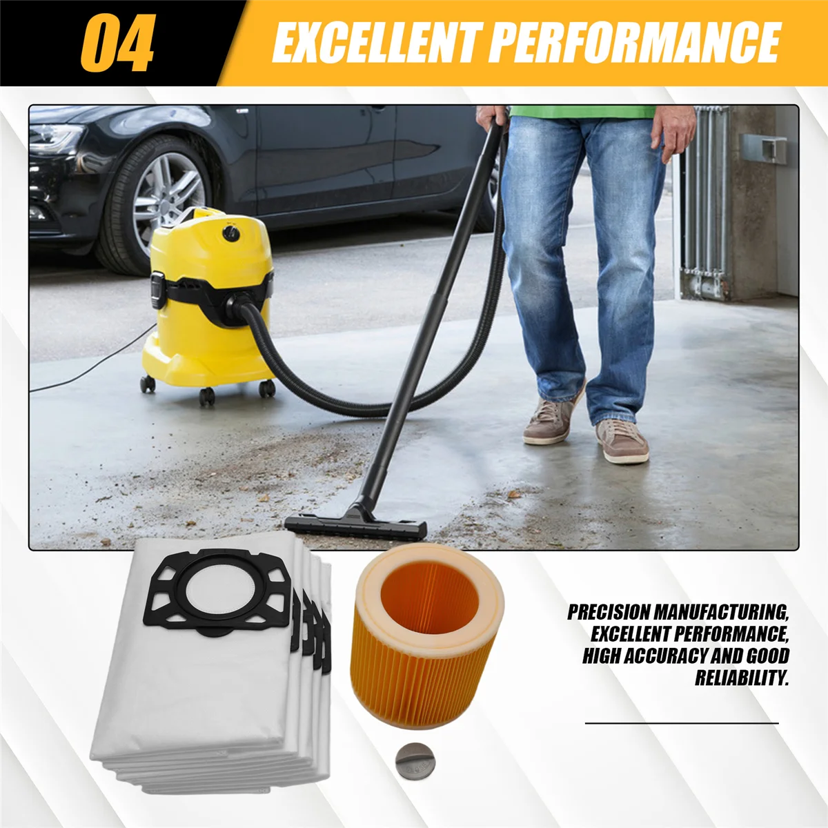 

HLES Vacuum Cleaner Bags Filter Suitable for Karcher KFI 357 KFI357 KA 40 Replacement Bag for Karcher 2.863-314.0WD2 Plus WD3