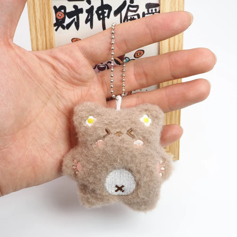 Cute Squeaking Bear Plush Toy Key Chain Cartoon Animal Doll Pendant Key Ring Backpack Charms Car Decoration Bag Accessories image 3